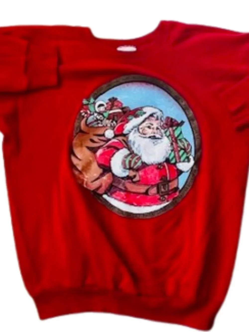 Vintage 80's Santa Claus Christmas Sweatshirt Retrocore Kidcore Festive Large